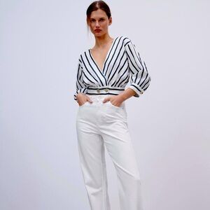 Zara striped linen top